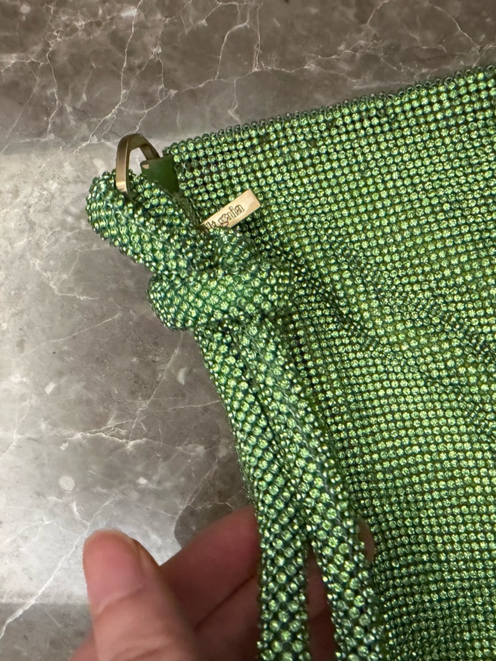 cult gaia Lime Crystal Mesh Knot-Handle Shoulder Bag - Picture 10 of 15